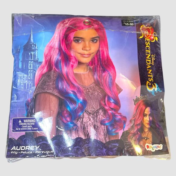 Disney Audrey Descendants 3 Child Wig Pink Blue OS Halloween Disguise NIP - Picture 4 of 6